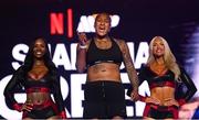 10 July 2025; Shadasia Green during weigh-ins, held at The Theater at Madison Square Garden in New York, USA, ahead of her IBF and WBO super middleweight championship fight with Savannah Marshall on July 11th at Madison Square Garden in New York. Photo by Stephen McCarthy/Sportsfile