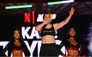 10 July 2025; Katie Taylor during weigh-ins, held at The Theater at Madison Square Garden in New York, USA, ahead of her undisputed super lightweight championship fight with Amanda Serrano on July 11th at Madison Square Garden in New York. Photo by Stephen McCarthy/Sportsfile