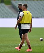 11 July 2025; Head coach Andy Farrell,  left, and Owen Farrell during a British & Irish Lions captain's run at Adelaide Oval in Adelaide, Australia. Photo by Brendan Moran/Sportsfile