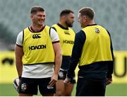 11 July 2025; Owen Farrell, left, and Finn Russell during a British & Irish Lions captain's run at Adelaide Oval in Adelaide, Australia. Photo by Brendan Moran/Sportsfile