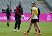 11 July 2025; Head coach Andy Farrell, left, and Owen Farrell during a British & Irish Lions captain's run at Adelaide Oval in Adelaide, Australia. Photo by Brendan Moran/Sportsfile