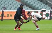 11 July 2025; Bundee Aki, left, and Hugo Keenan during a British & Irish Lions captain's run at Adelaide Oval in Adelaide, Australia. Photo by Brendan Moran/Sportsfile