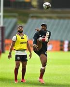 11 July 2025; Bundee Aki, right, and Jamison Gibson-Park during a British & Irish Lions captain's run at Adelaide Oval in Adelaide, Australia. Photo by Brendan Moran/Sportsfile