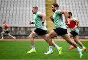 11 July 2025; Shayne Bolton, right, and Jack Boyle during an Ireland rugby captain's run at Estádio Nacional do Jamor in Lisbon, Portugal. Photo by David Fitzgerald/Sportsfile