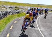 11 July 2025; Jack Ray of Hot Tubes leads the race during Stage 4 of 2025 Junior Tour of Ireland from Ennis to Kilfenora. Photo by Stephen McMahon/Sportsfile