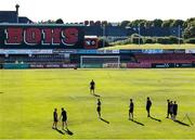 11 July 2025; Galway United players walk the pitch before the SSE Airtricity Men's Premier Division match between Bohemians and Galway United at Dalymount Park in Dublin. Photo by Thomas Flinkow/Sportsfile