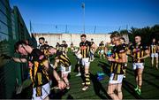 11 July 2025; Walter Walsh of Kilkenny, 11, warming up with team-mates on the hurling wall astro turf pitch before the GAA Football All-Ireland Junior Championship semi-final match between London and Kilkenny at the GAA National Centre of Excellence in Abbotstown, Dublin. Photo by Piaras Ó Mídheach/Sportsfile