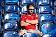 11 July 2025; A Cork City supporter before the SSE Airtricity Men's Premier Division match between Waterford and Cork City at the Regional Sports Centre in Waterford. Photo by Michael P Ryan/Sportsfile
