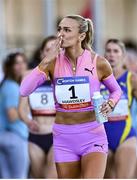 11 July 2025; Sharlene Mawdsley of Ireland before the Women's 400m final during the 2025 Morton Games at Morton Stadium in Santry, Dublin. Photo by Ramsey Cardy/Sportsfile