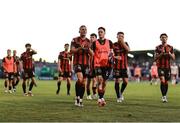 11 July 2025; Bohemians players after their side's victory in the SSE Airtricity Men's Premier Division match between Bohemians and Galway United at Dalymount Park in Dublin. Photo by Thomas Flinkow/Sportsfile