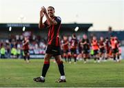 11 July 2025; Douglas James Taylor of Bohemians celebrates after his side's victory in the SSE Airtricity Men's Premier Division match between Bohemians and Galway United at Dalymount Park in Dublin. Photo by Thomas Flinkow/Sportsfile