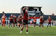 11 July 2025; James Clarke of Bohemians celebrates after his side's victory in the SSE Airtricity Men's Premier Division match between Bohemians and Galway United at Dalymount Park in Dublin. Photo by Thomas Flinkow/Sportsfile