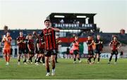 11 July 2025; James Clarke of Bohemians celebrates after his side's victory in the SSE Airtricity Men's Premier Division match between Bohemians and Galway United at Dalymount Park in Dublin. Photo by Thomas Flinkow/Sportsfile