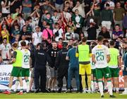 11 July 2025; A Cork City supporter shows his frustration in the direction of the Cork City players and management afterthe SSE Airtricity Men's Premier Division match between Waterford and Cork City at the Regional Sports Centre in Waterford. Photo by Michael P Ryan/Sportsfile