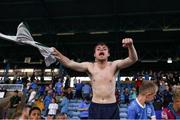 11 July 2025; A Waterford supporter celebrates after the SSE Airtricity Men's Premier Division match between Waterford and Cork City at the Regional Sports Centre in Waterford. Photo by Michael P Ryan/Sportsfile