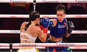 11 July 2025; Tamm Thibeault, right, and Mary Casamassa during their middleweight bout at Madison Square Garden in New York, USA. Photo by Stephen McCarthy/Sportsfile