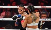 11 July 2025; Alycia Baumgarder, left, and Jennifer Miranda during their undisputed super featherweight championship fight at Madison Square Garden in New York, USA. Photo by Stephen McCarthy/Sportsfile