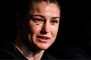 11 July 2025; Katie Taylor during her post-fight press conference following her undisputed super lightweight championship fight victory over Amanda Serrano at Madison Square Garden in New York, USA. Photo by Stephen McCarthy/Sportsfile