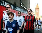 11 July 2025; Bohemians supporters make their way to the grounds before the SSE Airtricity Men's Premier Division match between Bohemians and Galway United at Dalymount Park in Dublin. Photo by Thomas Flinkow/Sportsfile