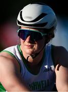 11 July 2025; Shauna Bocquet of Ireland during the International Women's T34+T54 Wheelchair 800m during the 2025 Morton Games at Morton Stadium in Santry, Dublin. Photo by Ramsey Cardy/Sportsfile