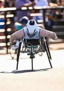 11 July 2025; Shauna Bocquet of Ireland during the International Women's T34+T54 Wheelchair 800m during the 2025 Morton Games at Morton Stadium in Santry, Dublin. Photo by Ramsey Cardy/Sportsfile