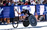 11 July 2025; Hannah Cockcroft of Great Britain after winning the International Women's T34+T54 Wheelchair 800m during the 2025 Morton Games at Morton Stadium in Santry, Dublin. Photo by Ramsey Cardy/Sportsfile