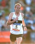 11 July 2025; John Travers of Ireland competes in the Men's 5000m during the 2025 Morton Games at Morton Stadium in Santry, Dublin. Photo by Ramsey Cardy/Sportsfile