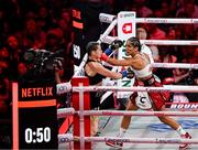 11 July 2025; Amanda Serrano, right, and Katie Taylor during their undisputed super lightweight championship fight at Madison Square Garden in New York, USA. Photo by Stephen McCarthy/Sportsfile