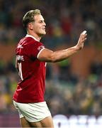 12 July 2025; Duhan van Der Merwe of British & Irish Lions celebrates after scoring his side's first try during the tour match between AUNZ XV and the British & Irish Lions at the Adelaide Oval in Adelaide, Australia. Photo by Brendan Moran/Sportsfile