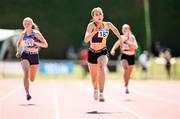 12 July 2025; Kate Maher of Kilkenny City Harriers A.C., Kilkenny, competes in the Girls U17 200m during day three of the Juvenile Track and Field Championships at Tullamore Harriers Athletics Club in Tullamore, Offaly. Photo by Ben McShane/Sportsfile