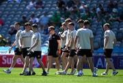 12 July 2025; Tyrone players walk the pitch before the GAA Football All-Ireland Senior Championship semi-final match between Kerry and Tyrone at Croke Park in Dublin. Photo by Ray McManus/Sportsfile