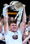 12 July 2025; Kildare captain Kevin Feely lifts the cup after his side's victory in the Tailteann Cup final match between Kildare and Limerick at Croke Park in Dublin. Photo by Piaras Ó Mídheach/Sportsfile