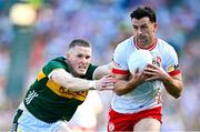 12 July 2025; Darren McCurry of Tyrone in action against Jason Foley of Kerry during the GAA Football All-Ireland Senior Championship semi-final match between Kerry and Tyrone at Croke Park in Dublin. Photo by Seb Daly/Sportsfile