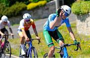 12 July 2025; Toby Sweetman of Cycling Ireland leads during Stage 5 of 2025 Junior Tour of Ireland from Ennis to Killaloe. Photo by Stephen McMahon/Sportsfile