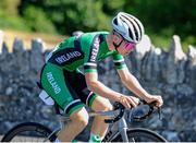 12 July 2025; Hugh Óg Mulhearne of Cycling Ireland leads during Stage 5 of 2025 Junior Tour of Ireland from Ennis to Killaloe. Photo by Stephen McMahon/Sportsfile