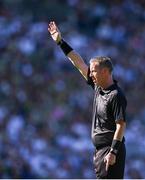 12 July 2025; Referee Joe McQuillan during the GAA Football All-Ireland Senior Championship semi-final match between Kerry and Tyrone at Croke Park in Dublin. Photo by Piaras Ó Mídheach/Sportsfile