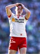 12 July 2025; Eoin McElholm of Tyrone reacts after a missed chance during the GAA Football All-Ireland Senior Championship semi-final match between Kerry and Tyrone at Croke Park in Dublin. Photo by Piaras Ó Mídheach/Sportsfile