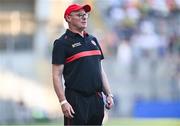 12 July 2025; Tyrone manager Malachy O'Rourke during the GAA Football All-Ireland Senior Championship semi-final match between Kerry and Tyrone at Croke Park in Dublin. Photo by Piaras Ó Mídheach/Sportsfile