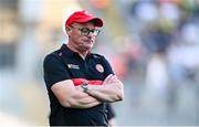 12 July 2025; Tyrone manager Malachy O'Rourke during the GAA Football All-Ireland Senior Championship semi-final match between Kerry and Tyrone at Croke Park in Dublin. Photo by Piaras Ó Mídheach/Sportsfile