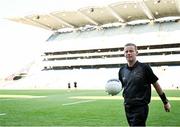 12 July 2025; Referee Joe McQuillan leaves the pitch after officiating his last intercounty match at the GAA Football All-Ireland Senior Championship semi-final match between Kerry and Tyrone at Croke Park in Dublin. Photo by Piaras Ó Mídheach/Sportsfile