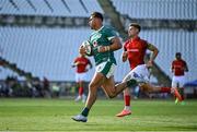 12 July 2025; Shayne Bolton of Ireland on his way to scoring his side's fourth try during the International Rugby Test match between Portugal and Ireland at Estádio Nacional do Jamor in Lisbon, Portugal. Photo by David Fitzgerald/Sportsfile