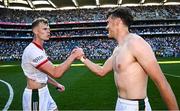 12 July 2025; Kerry players Mark O'Shea, left, and David Clifford after the GAA Football All-Ireland Senior Championship semi-final match between Kerry and Tyrone at Croke Park in Dublin. Photo by Seb Daly/Sportsfile