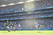 12 July 2025; Kerry goalkeeper Shane Ryan makes a save during the GAA Football All-Ireland Senior Championship semi-final match between Kerry and Tyrone at Croke Park in Dublin. Photo by Seb Daly/Sportsfile