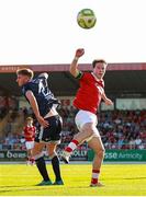 12 July 2025; Ronan Boyce of Derry City in action against William Fitzgerald of Sligo Rovers during the SSE Airtricity Men's Premier Division match between Sligo Rovers and Derry City at The Showgrounds in Sligo. Photo by Thomas Flinkow/Sportsfile