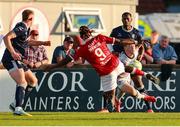 12 July 2025; Wilson Waweru of Sligo Rovers on his way to scoring his side's second goal despite the efforts of Derry City goalkeeper Brian Maher during the SSE Airtricity Men's Premier Division match between Sligo Rovers and Derry City at The Showgrounds in Sligo. Photo by Thomas Flinkow/Sportsfile
