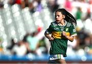 12 July 2025; Ava Deacon, Kildavin National School, Kildavin, Carlow, representing Kerry, during the GAA INTO Cumann na mBunscol Respect Exhibition Go Games match at the GAA Football All-Ireland Senior Championship semi-final match between Kerry and Tyrone at Croke Park in Dublin. Photo by Seb Daly/Sportsfile