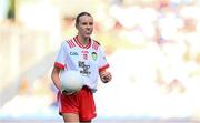 12 July 2025; Chloe Claasen, Cornafulla National School, Cornafulla, Roscommon, representing Tyrone, during the GAA INTO Cumann na mBunscol Respect Exhibition Go Games match at the GAA Football All-Ireland Senior Championship semi-final match between Kerry and Tyrone at Croke Park in Dublin. Photo by Seb Daly/Sportsfile