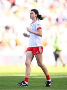 12 July 2025; Shauna Halpin, Gilson National School, Oldcastle, Meath, representing Tyrone, during the GAA INTO Cumann na mBunscol Respect Exhibition Go Games match at the GAA Football All-Ireland Senior Championship semi-final match between Kerry and Tyrone at Croke Park in Dublin. Photo by Seb Daly/Sportsfile