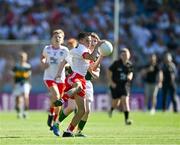 12 July 2025; Harry McVeigh, Bunscoil Bheanna Boirche, Castlewellan, Down, representing Tyrone, during the GAA INTO Cumann na mBunscol Respect Exhibition Go Games match at the GAA Football All-Ireland Senior Championship semi-final match between Kerry and Tyrone at Croke Park in Dublin. Photo by Ray McManus/Sportsfile