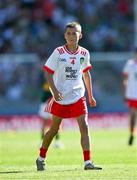 12 July 2025; Harry Stranney, Cedar Integrated Primary School, Crossgar, Down, representing Tyrone, during the GAA INTO Cumann na mBunscol Respect Exhibition Go Games match at the GAA Football All-Ireland Senior Championship semi-final match between Kerry and Tyrone at Croke Park in Dublin. Photo by Ray McManus/Sportsfile